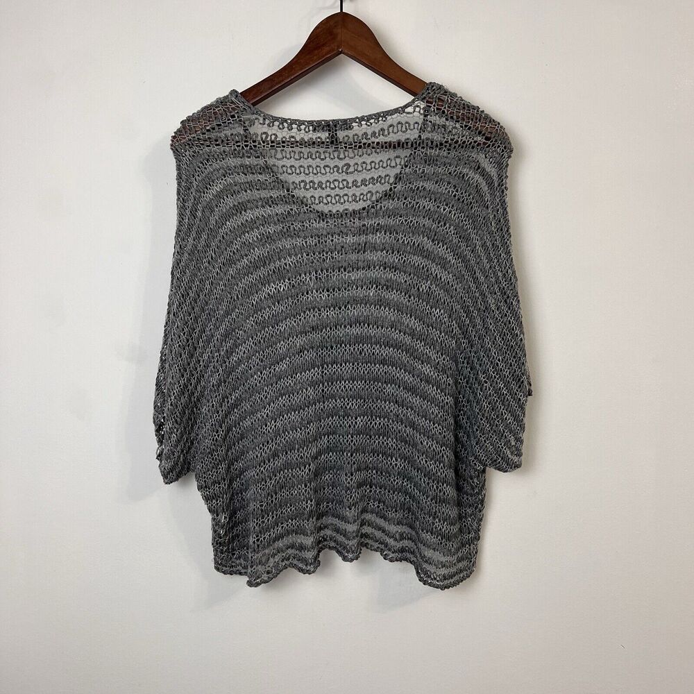EILEEN FISHER Gray Fishnet Oversized Top~Size Medium SEE PHOTOS - Picture 2 of 8